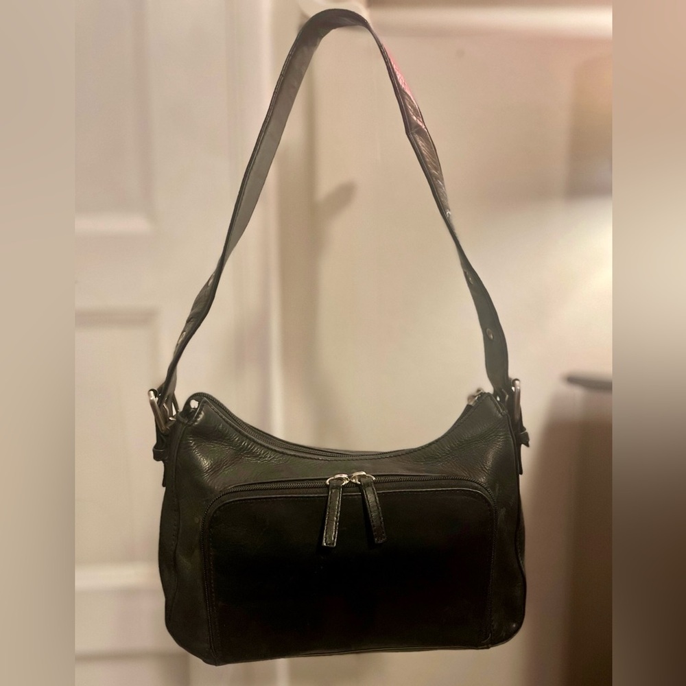 Preston & York Black Leather Handbag,  Shoulder Bag, Purse